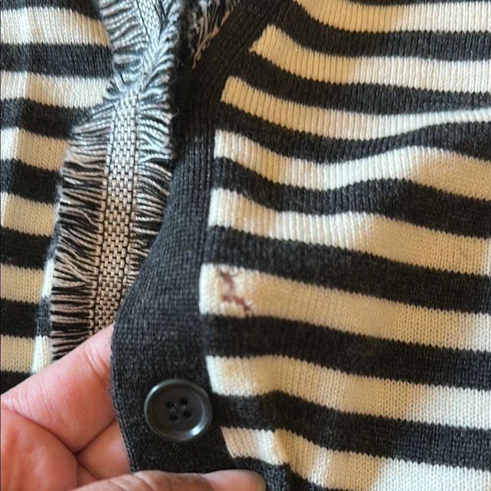 GUC J. Crew Black and White Striped Cardigan Sweater; S - Picture 6 of 6